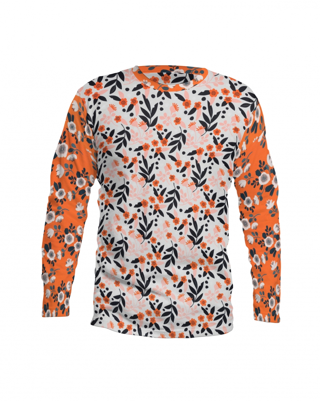 Jersey Retro Blumen - Weiß